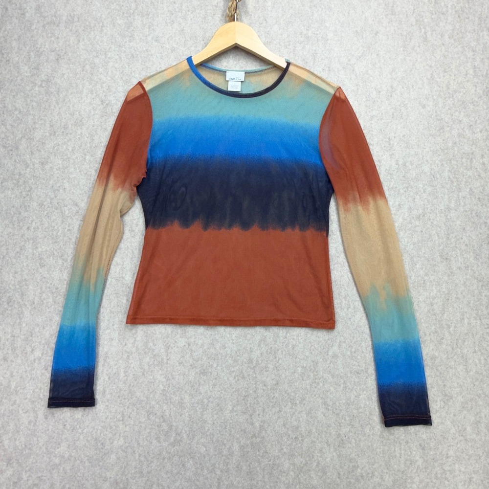 Vtg rue21 Mesh Top Women L Tie Dye Ombre Indie Y2K Fairy Grunge Rave Whimsigoth